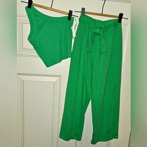 Zara one shoulder top and palazzo pants